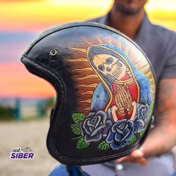 Capacete Old School  100%Couro Custom
