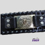 Bracelete 100% Couro Placa Metal Brasão MC