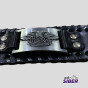 Bracelete 100% Couro Placa Metal Brasão MC