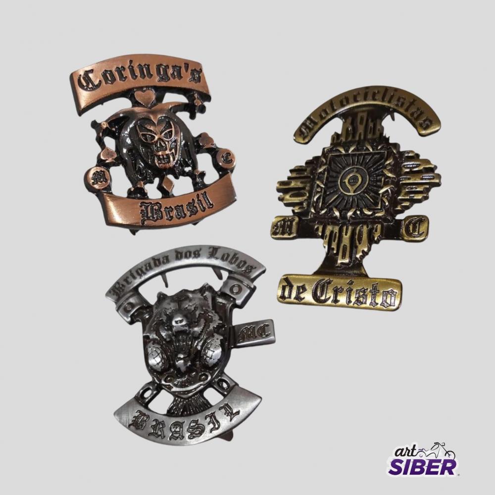 Pins/Pingentes 3,5,7cm Alto Relevo Metal Brasão p/Coletes