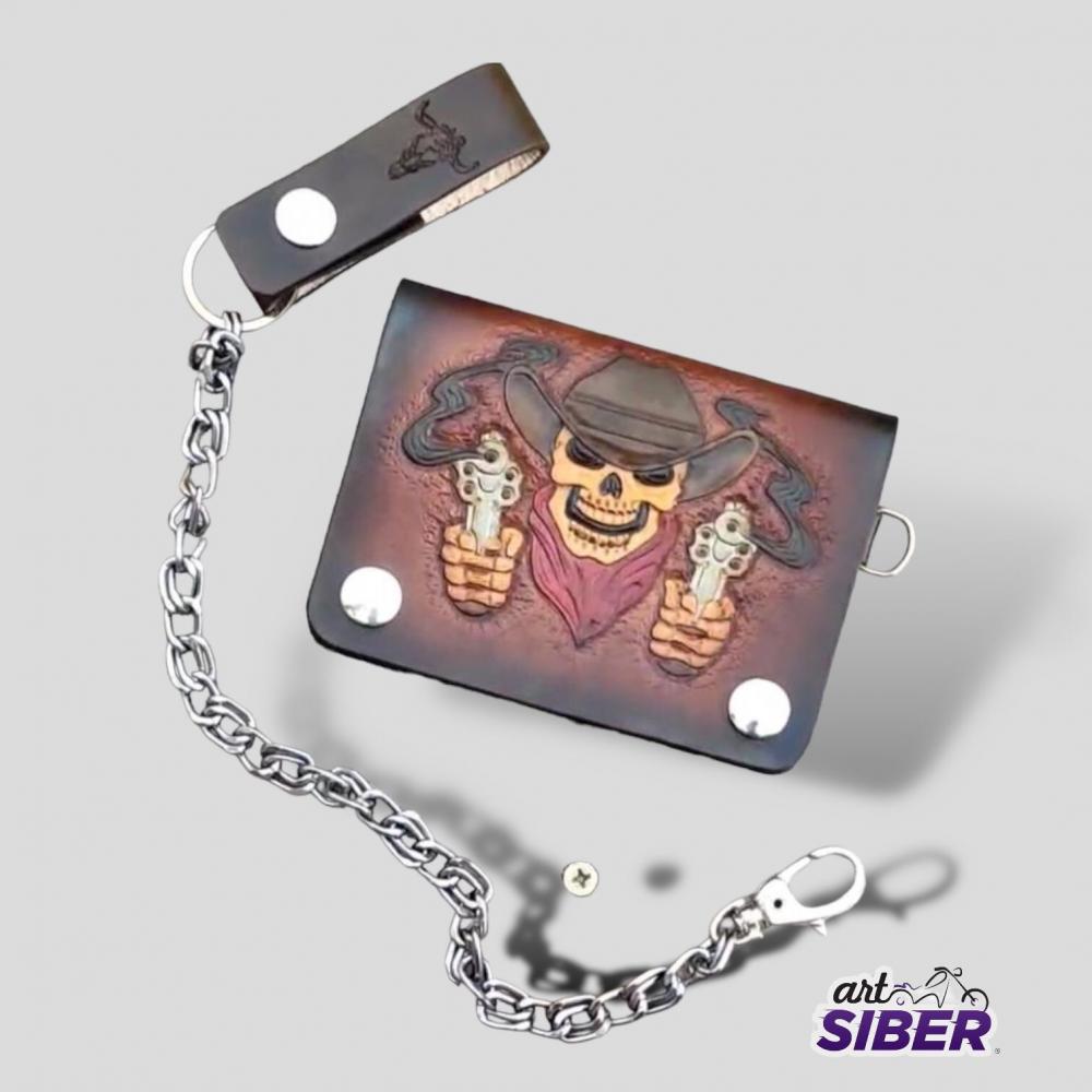 Porta Documentos Moto Custom Caveira Corrente