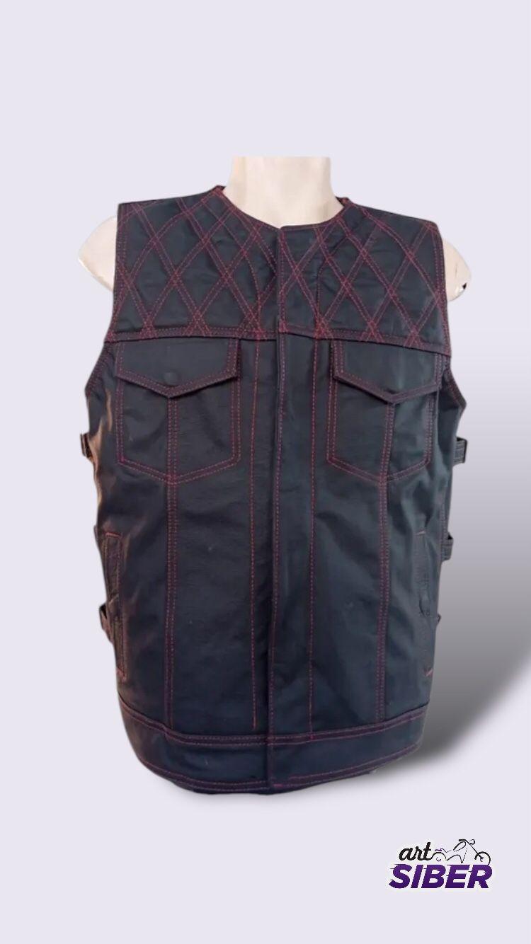 Colete Wild Track  Old School 100% Couro Motociclista