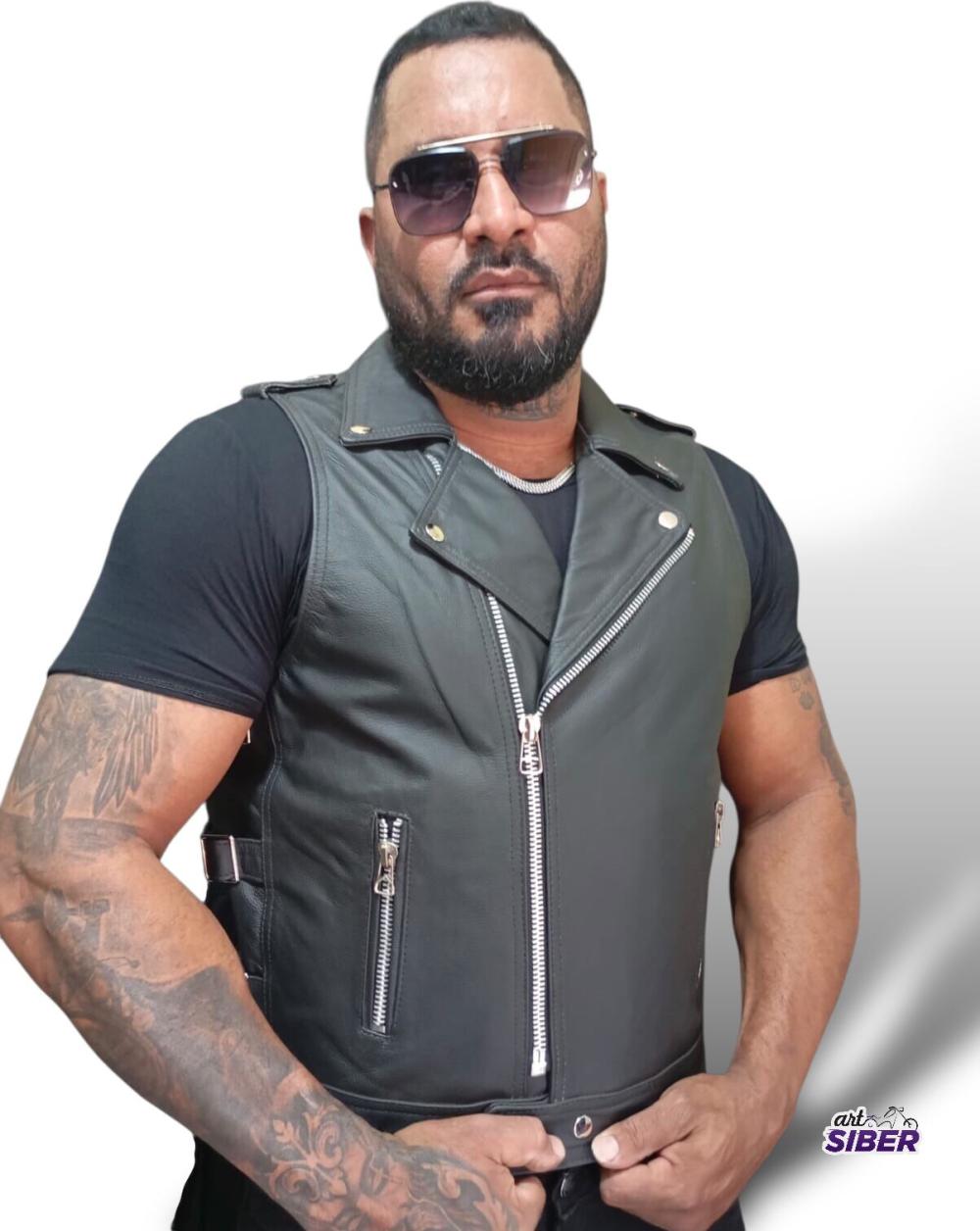 Colete Ghost Ride Motorcycle Couro Legitimo