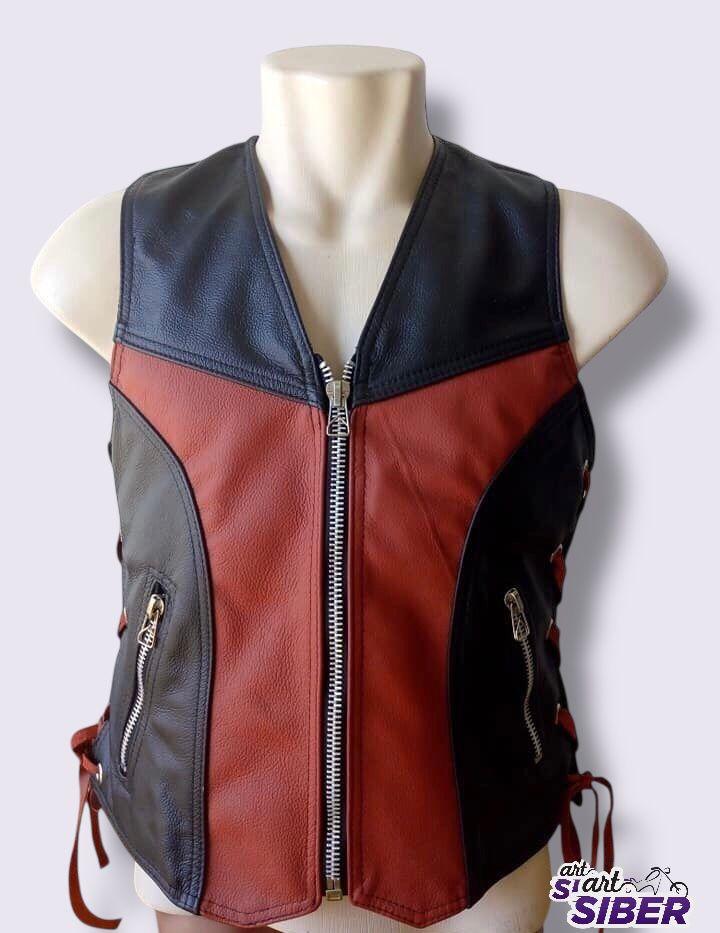 Colete Feminino Titan Road Gola V  100% Couro