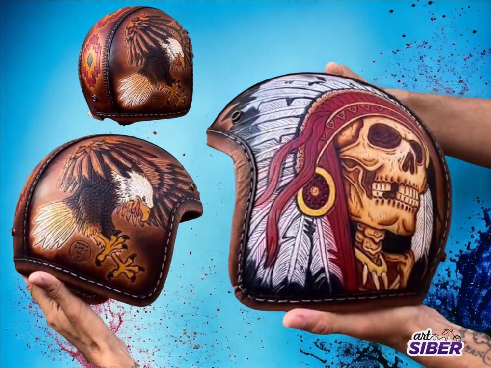 Capacete Custom Couro Old School 