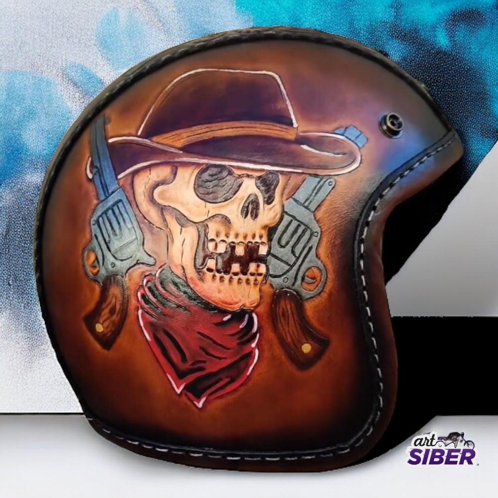 Capacete Old School  Couro Custom