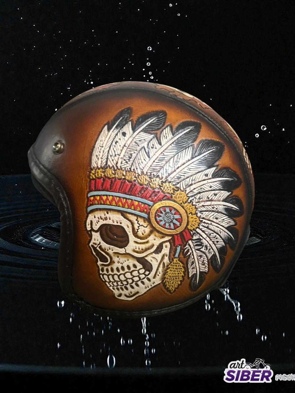 Capacete Old School 100%Couro Custom